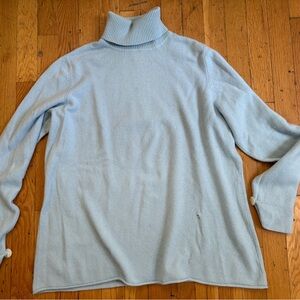 L.L. Bean Soft Blue 100% Cashmere Turtleneck Sweater